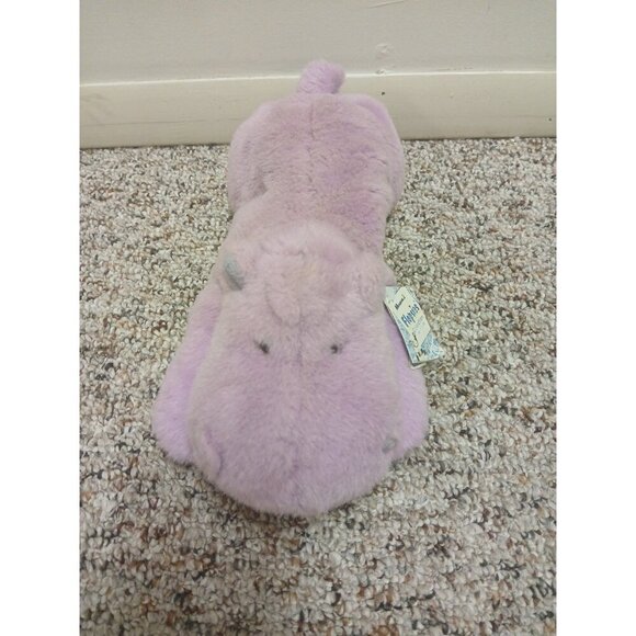 Vintage NWT Flopsies 12” A&A Aurora Plush Amethyst Hippo Beanbag Toy purple Rare - Picture 1 of 10